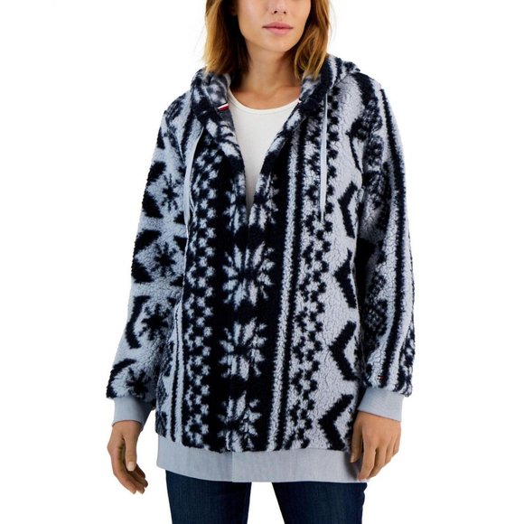 Tommy Hilfiger Jackets & Blazers - NWT Tommy Hilfiger Women's Hooded Sherpa Jacket J2XEH410 M Pearl Blue